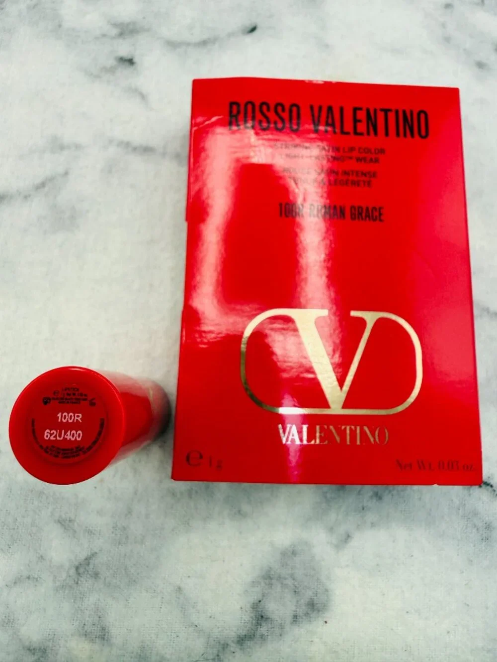Valentino Beauty Gift Set-Rosso Valentino Satin Lip 100R Roman Grace-2pc-NEW